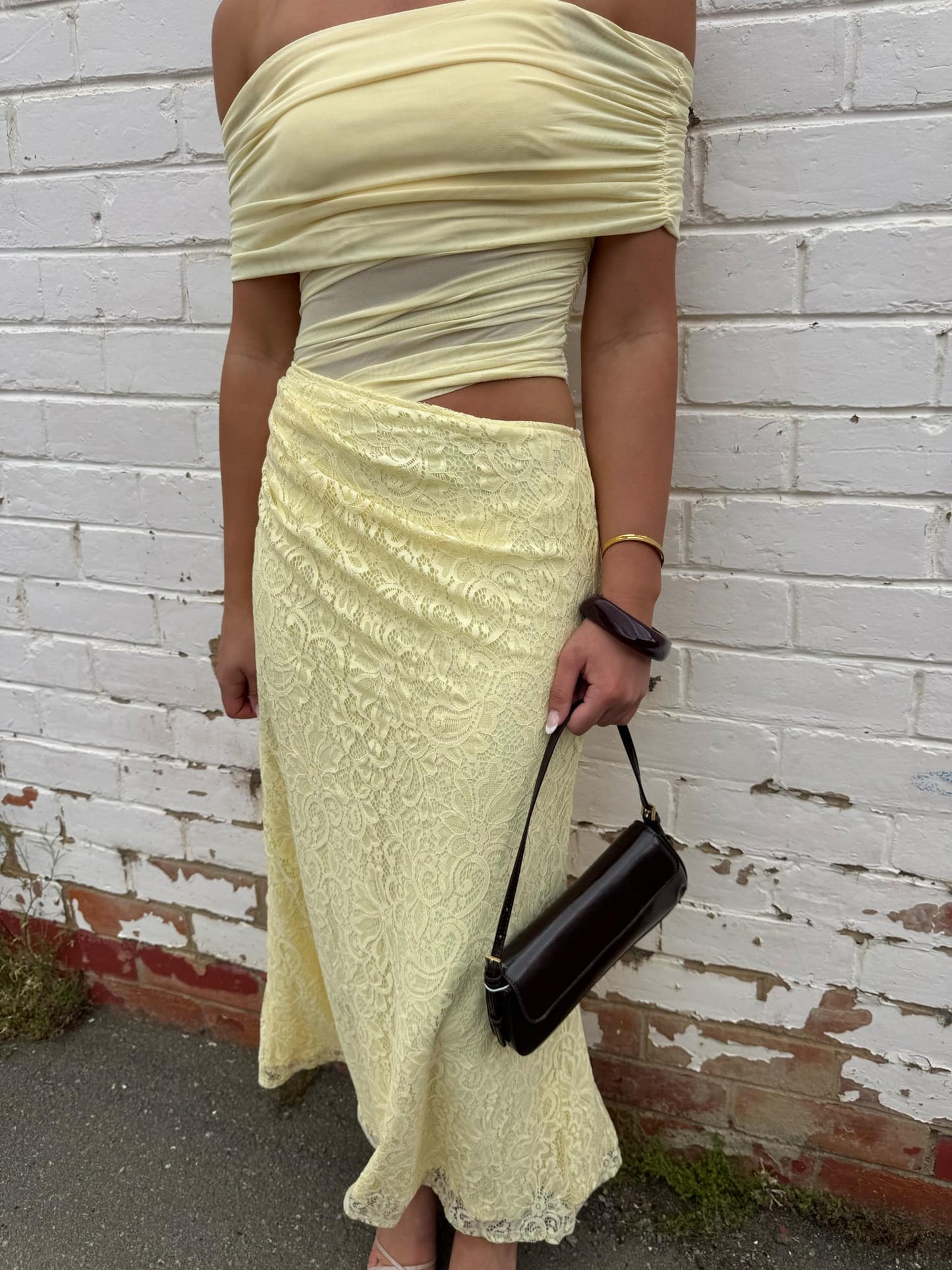 Eden butter off the shoulder detailed dress