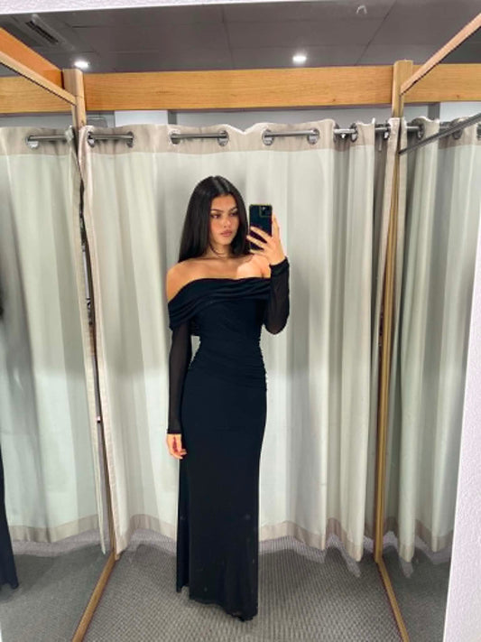 Midnight Off-Shoulder Maxi Dress