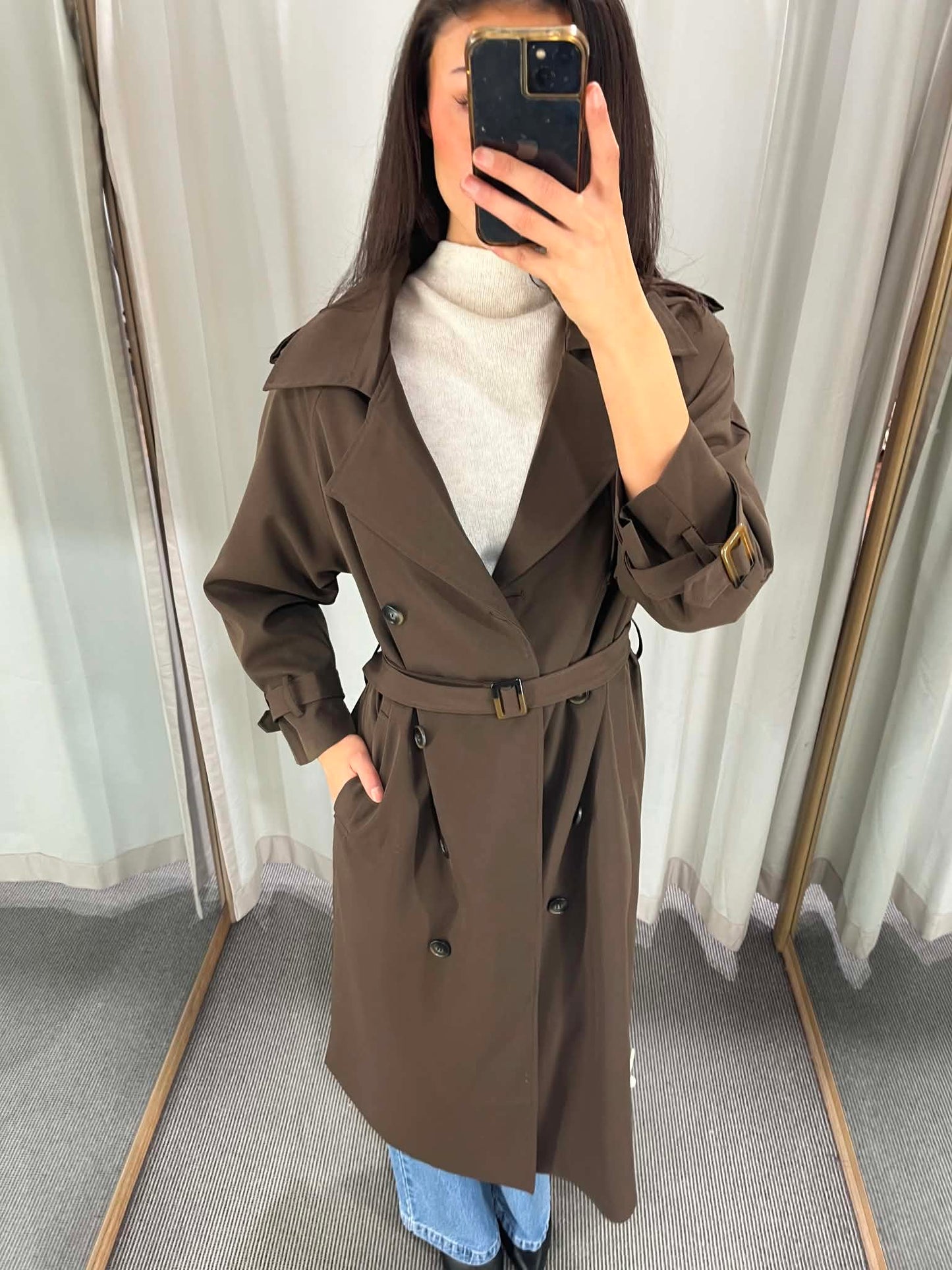 Illusion Trench Coat Chocolate