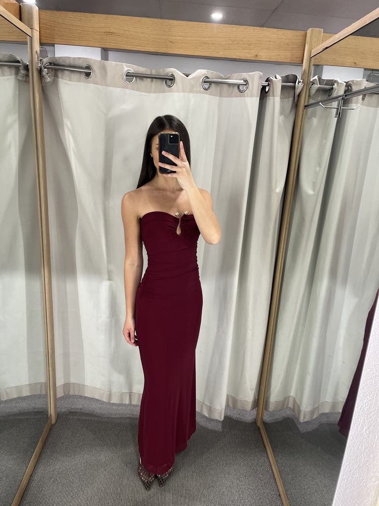 Ruby burgundy strapless
