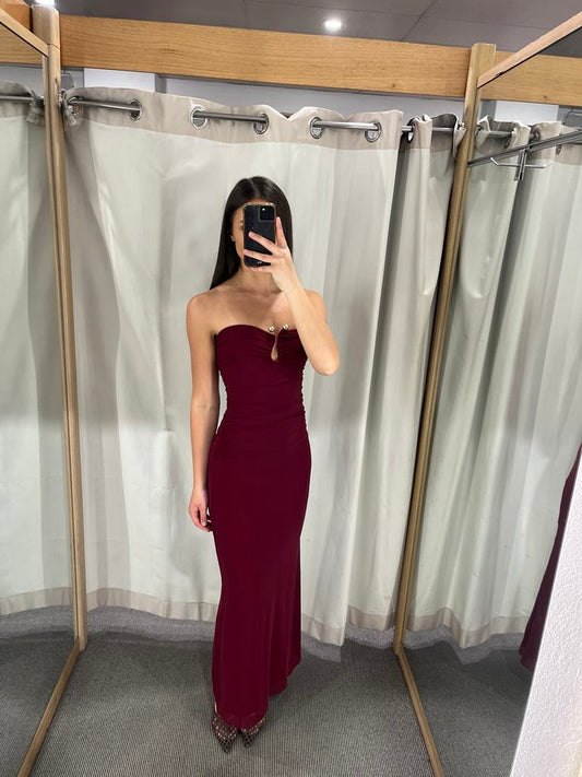 Ruby burgundy strapless