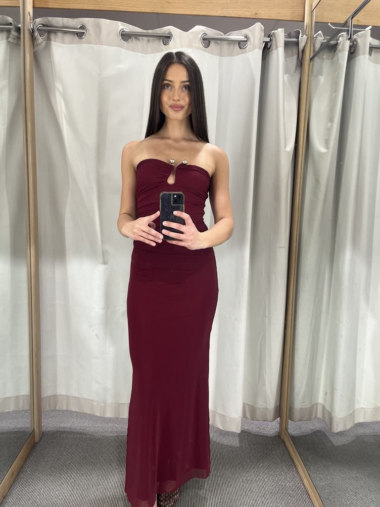 Ruby burgundy strapless