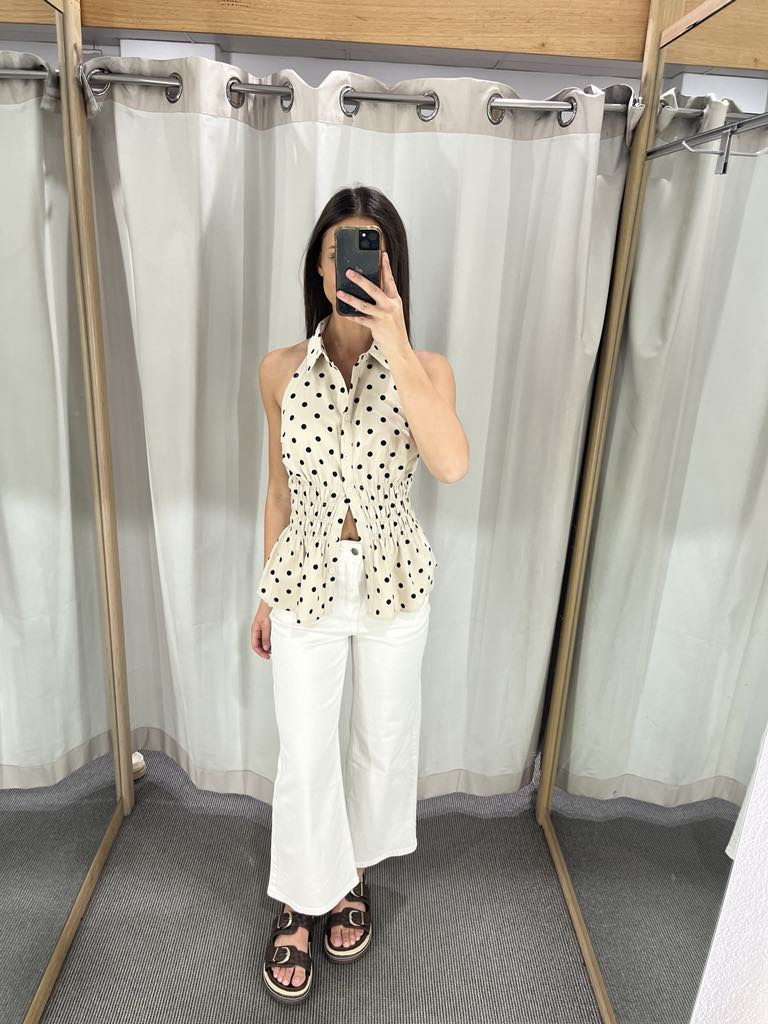 Lucy backless collar top polka dot