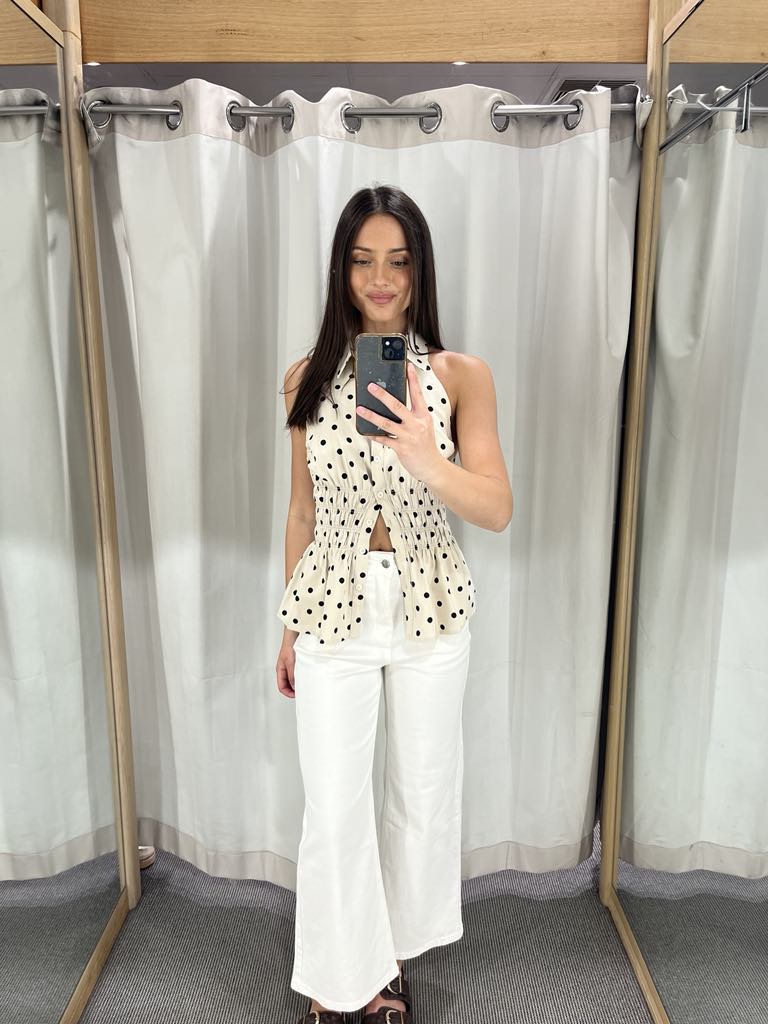 Lucy backless collar top polka dot