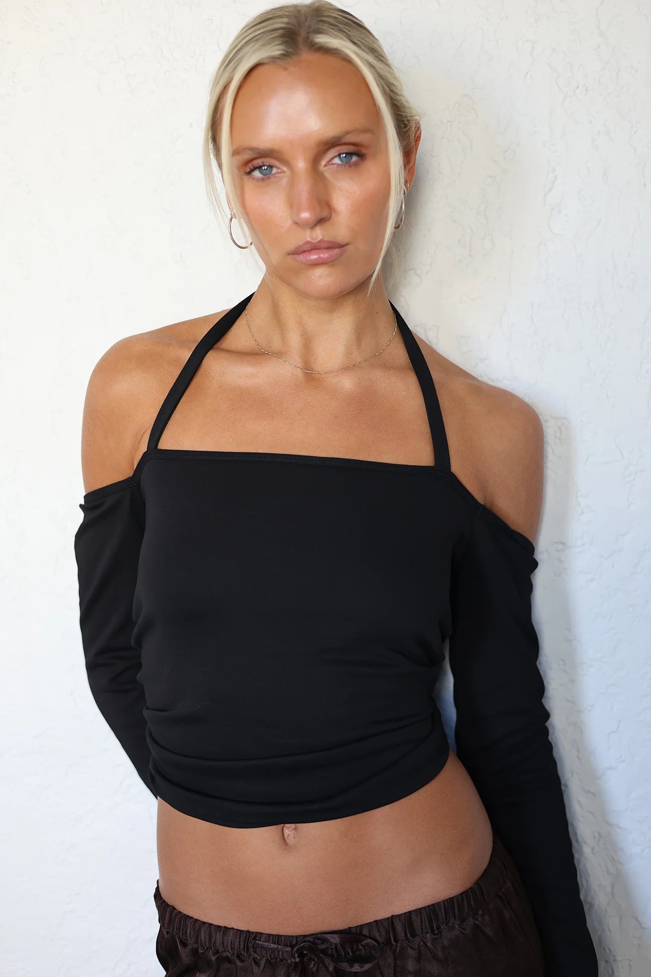 PRE ORDER Eve LS Halter Top - Black