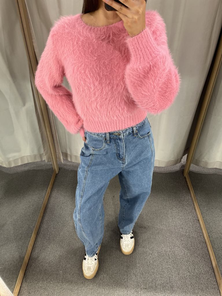 Clio Fluffy Knit Mink Pink