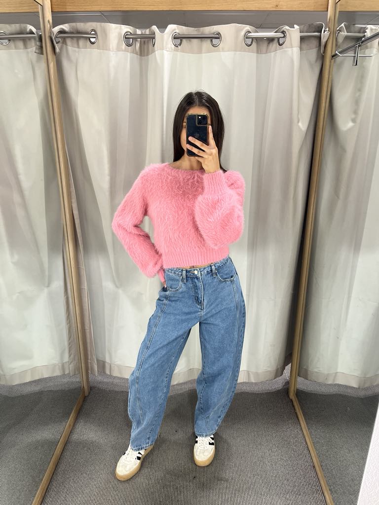 Clio Fluffy Knit Mink Pink
