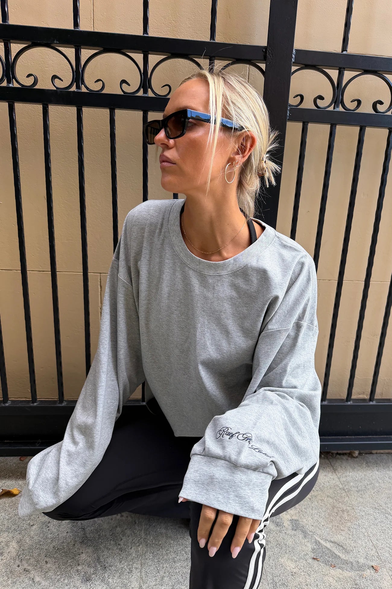 PRE ORDER Logan Oversized LS Tee - Grey Marle
