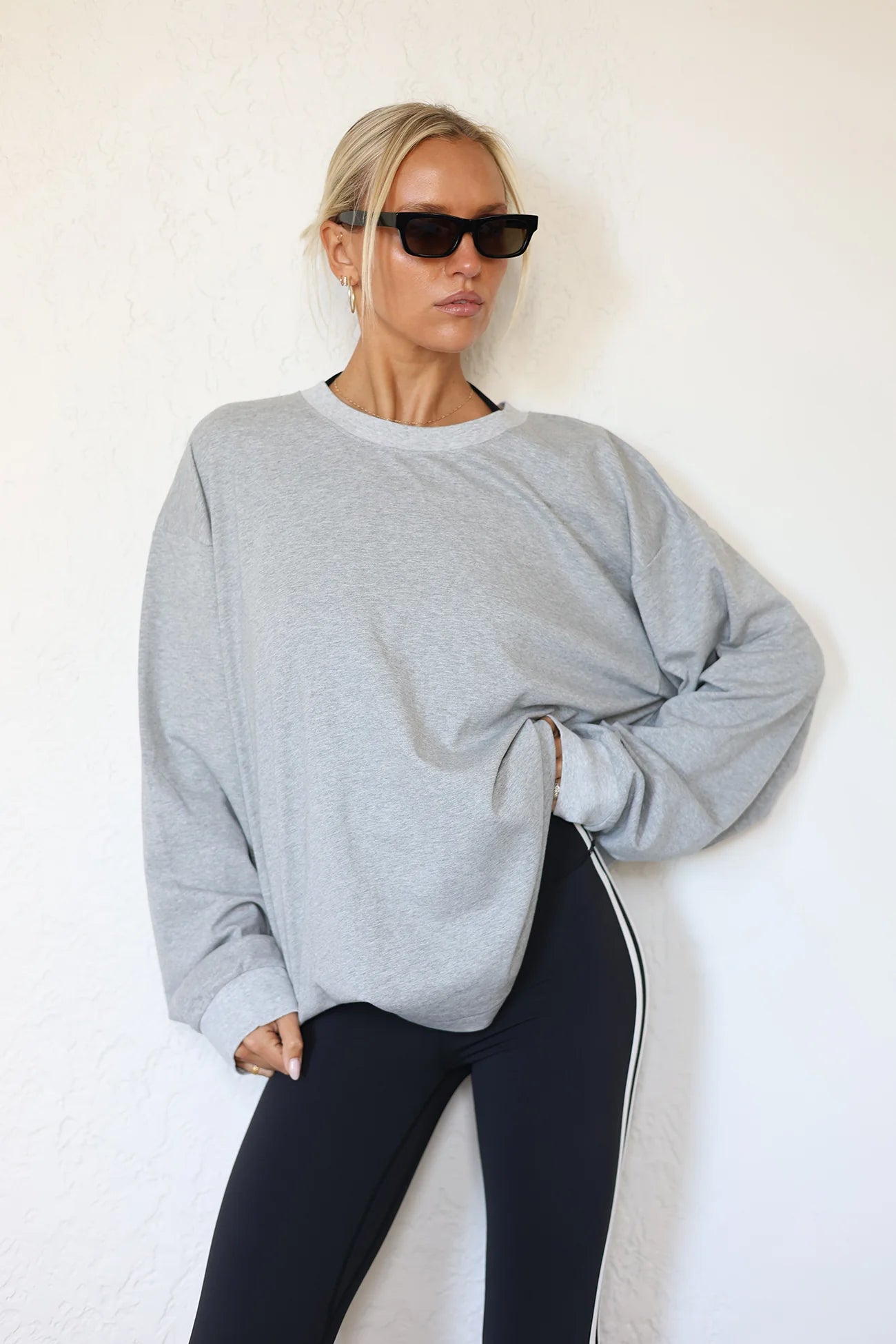 PRE ORDER Logan Oversized LS Tee - Grey Marle