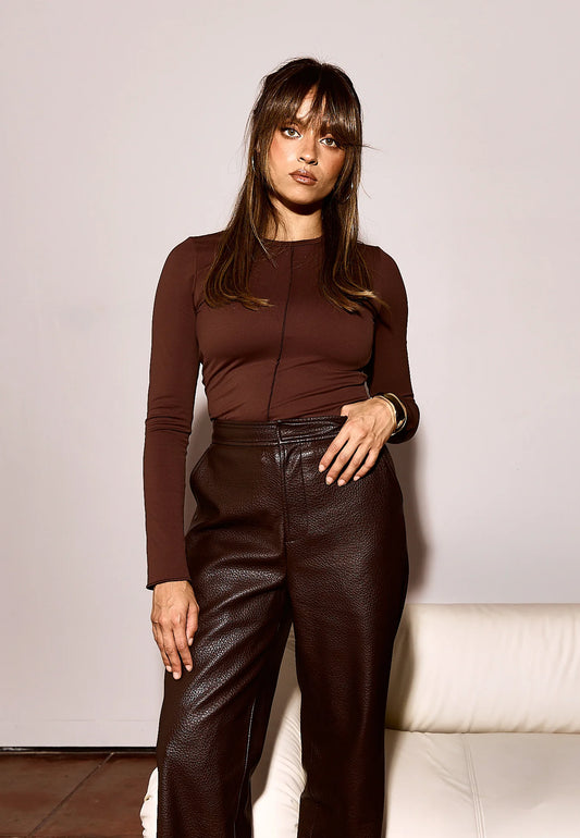 Nia Long Sleeve Top Dark Truffle Coming Soon