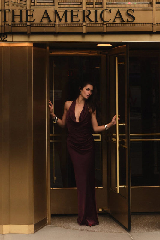 Penelope Drape Gown Mulberry