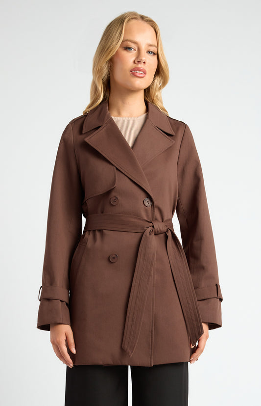 Double Breasted Cropped Trench Coat