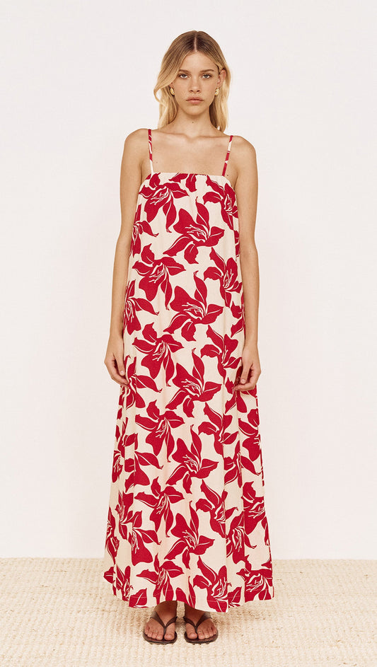MINKPINK Cotton Maxi Sun Dress in Red Floral