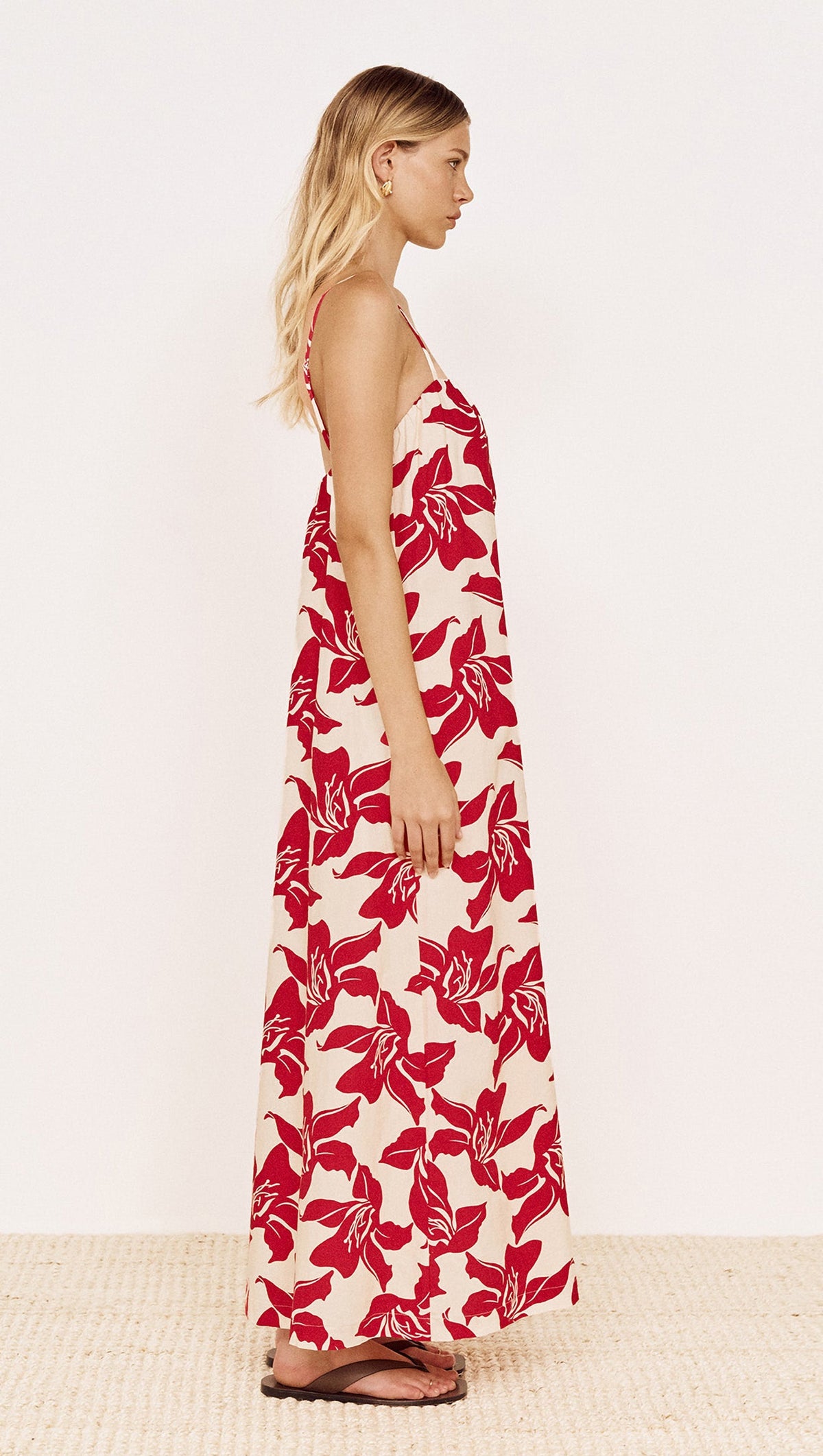 MINKPINK Cotton Maxi Sun Dress in Red Floral